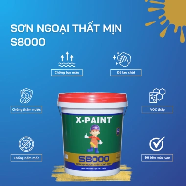 Sơn tường ngoại thất X-Paint S8.000 1kg - Sơn nước, tặng chổi sơn, 210.000₫ 2 Sơn tường ngoại thất X-Paint S8.000 1kg - Sơn nước, tặng chổi sơn, 210.000₫ 2
