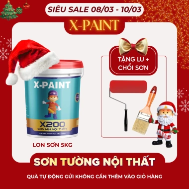 Sơn tường nội thất X-Paint X200 5kg Cao cấp tiết kiệm tặng lu lăn & chổi sơn 360.000₫ 2