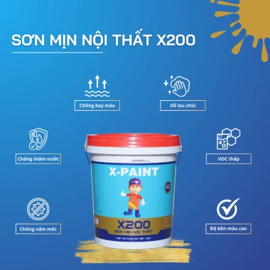Sơn tường nội thất X-Paint X200 5kg Cao cấp tiết kiệm tặng lu lăn & chổi sơn 360.000₫ 3