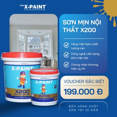Sơn tường nội thất X-Paint X200 5kg Cao cấp tiết kiệm tặng lu lăn & chổi sơn 360.000₫ 5