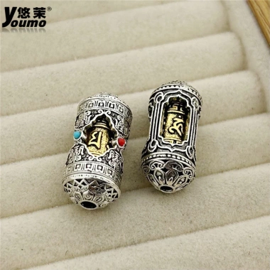 Spacer hạt hai màu sáu xương châm ngôn - ống cầu nguyện vòng cổ tự làm, 36.345 VND