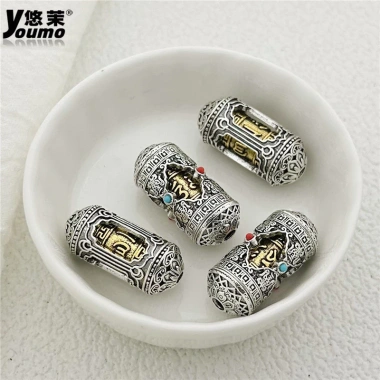 Spacer hạt hai màu sáu xương châm ngôn - ống cầu nguyện vòng cổ tự làm, 36.345 VND