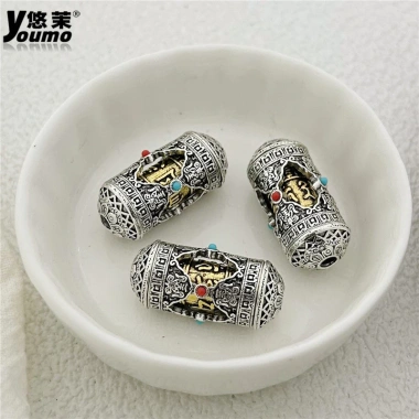 Spacer hạt hai màu sáu xương châm ngôn - ống cầu nguyện vòng cổ tự làm, 36.345 VND