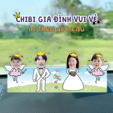 Standee Lắc Đầu Thegioipuzzle Gia Đình 4 Người - In Theo Yêu Cầu, Trang Trí Bàn và Phòng