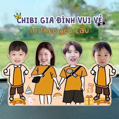 Standee Lắc Đầu Thegioipuzzle Gia Đình 4 Người - In Theo Yêu Cầu, Trang Trí Bàn và Phòng