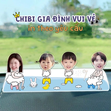 Standee Lắc Đầu Thegioipuzzle Gia Đình 4 Người - In Theo Yêu Cầu, Trang Trí Bàn và Phòng