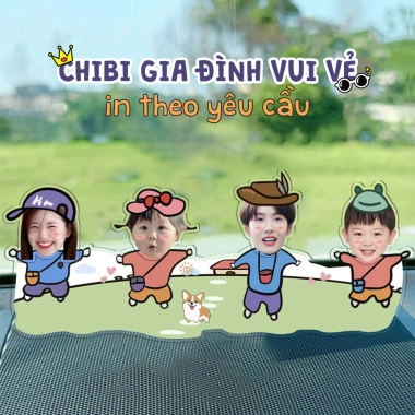 Standee Lắc Đầu Thegioipuzzle Gia Đình 4 Người - In Theo Yêu Cầu, Trang Trí Bàn và Phòng