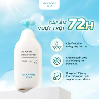 Sữa Dưỡng Ẩm 72H GOONGBE Primmune Moisture Lotion 350ml - Dưỡng ẩm, làm dịu, phục hồi da bé, chỉ 98.000₫
