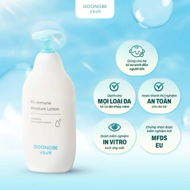 Sữa Dưỡng Ẩm 72H GOONGBE Primmune Moisture Lotion 350ml - Dưỡng ẩm, làm dịu, phục hồi da bé, chỉ 98.000₫