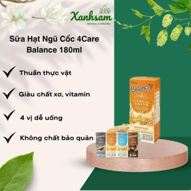 Sữa Hạt Ngũ Cốc 4Care Balance 180ml XanhSam Organic - Cân bằng dinh dưỡng, 27.6k