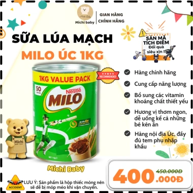 Sữa Milo Úc 1KG Michi Baby MC679 - Dinh Dưỡng Cho Bé, Giá Ưu Đãi 420.000đ