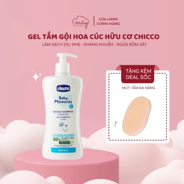 Sữa tắm gội Hoa cúc hữu cơ Chicco 500ml - Dịu nhẹ, kháng khuẩn, ngừa rôm sảy, giảm giá 295k