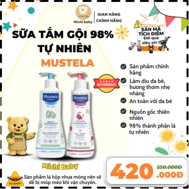 Sữa tắm gội Mustela Michibaby 500ml/350ml cho bé sơ sinh da thường, nhạy cảm, giá 450k 2