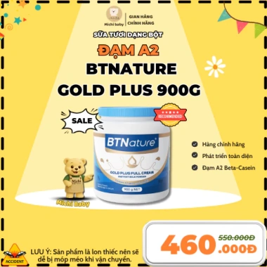 Sữa Tươi Bột Đạm A2 BTNature Plus 900g - Dinh Dưỡng Dễ Tiêu Hóa Trẻ & Người Lớn