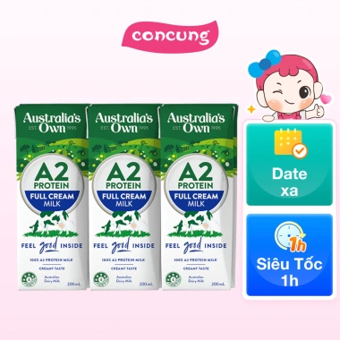 Sữa tươi tiệt trùng nguyên kem Australia Own A2 3x200ml - Giá chỉ 55.000 VND 2 Sữa tươi tiệt trùng nguyên kem Australia Own A2 3x200ml - Giá chỉ 55.000 VND 2