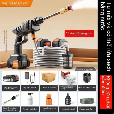 Súng phun nước không dây áp suất cao - Máy rửa xe, làm sạch điện, công suất mạnh, giá 172.200₫ 3 Súng phun nước không dây áp suất cao - Máy rửa xe, làm sạch điện, công suất mạnh, giá 172.200₫ 3