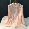 Sườn Xám Áo Plus Size Nữ Trung Hoa Cổ Đứng Thêu Chữ Thập Mùa Xuân 2.023