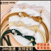 Sườn xám khóa tấm phong cách Trung Hoa, đuôi dài, vải khóa đường, thích hợp Hanfu