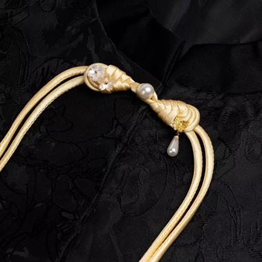 Sườn xám khóa tấm phong cách Trung Hoa, đuôi dài, vải khóa đường, thích hợp Hanfu 2