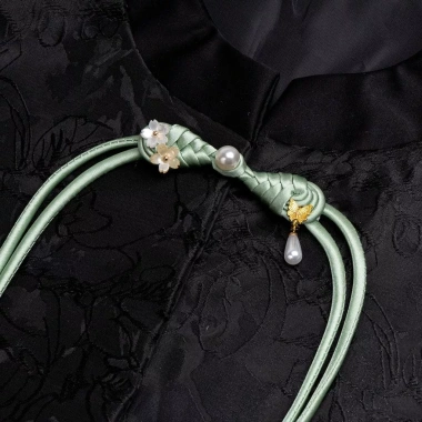 Sườn xám khóa tấm phong cách Trung Hoa, đuôi dài, vải khóa đường, thích hợp Hanfu 6