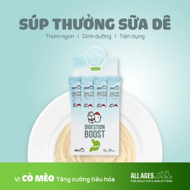 Súp Thưởng Sữa Dê PetQ cho Mèo 15g - Bổ Vitamin, Dầu Cá, Cỏ Mèo, Dành cho Mọi Độ Tuổi, Giá ưu đãi 175.000 VND