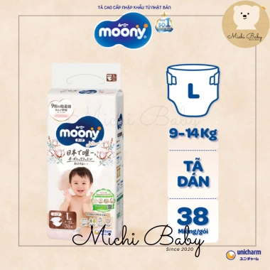 Tã Bỉm Moony Natural Trắng Dán/Quần NB62 S58 M46 L38 L36 XL32 Michi Baby MC555 Giá chỉ 295k
