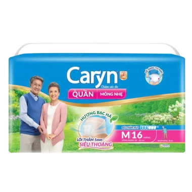 Tả Bỉm Người Già CARYN Dạng Quần Mỏng Thoáng, Đầy Đủ Size XL12 L14 M16, Giá Ưu Đãi 198k 2