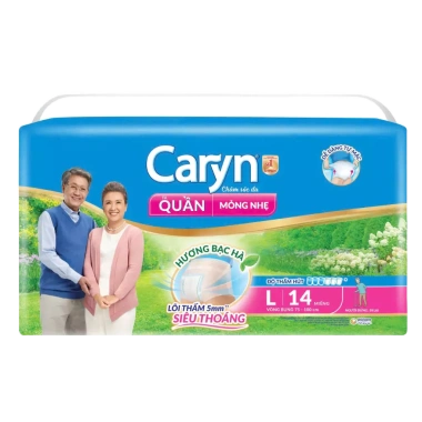 Tả Bỉm Người Già CARYN Dạng Quần Mỏng Thoáng, Đầy Đủ Size XL12 L14 M16, Giá Ưu Đãi 198k 3