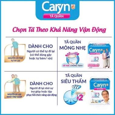 Tả Bỉm Người Già CARYN Dạng Quần Mỏng Thoáng, Đầy Đủ Size XL12 L14 M16, Giá Ưu Đãi 198k 4