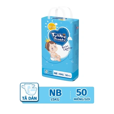 Tã bỉm Tushie Treats 50 miếng công nghệ Nhật Bản, thấm hút, thông thoáng, đa size NB-XXXL, giá ưu đãi 99.999₫ 9 Tã bỉm Tushie Treats 50 miếng công nghệ Nhật Bản, thấm hút, thông thoáng, đa size NB-XXXL, giá ưu đãi 99.999₫ 9