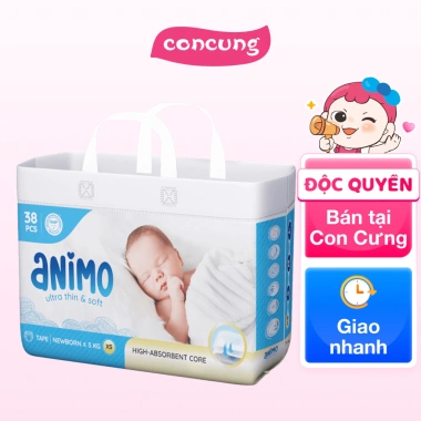 Tã dán Animo Siêu Mềm Thoáng XS 38 miếng - Thoáng khí, bảo vệ da bé Con Cưng 2 Tã dán Animo Siêu Mềm Thoáng XS 38 miếng - Thoáng khí, bảo vệ da bé Con Cưng 2