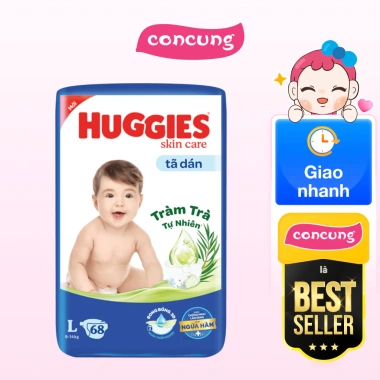 Tã dán Huggies Skincare Cực Đại L 9‑14kg 68 miếng - Giá ưu đãi 288.300₫ 2
