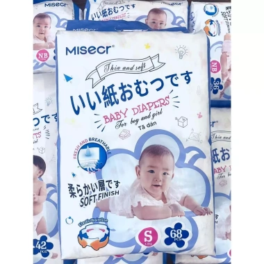 Tã Dán Misecr Siêu Khô Thoáng Mega Jumbo 100% Thoáng Khí NB‑S‑M‑L‑XL‑2XL‑3XL Giá 159k