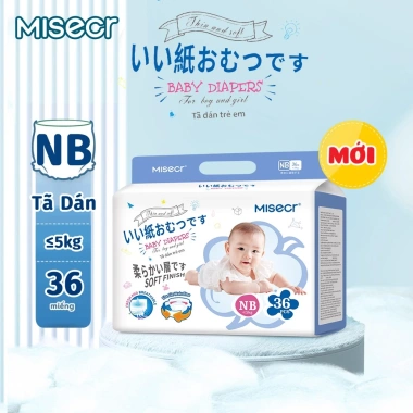 Tã Dán Misecr Siêu Khô Thoáng Mega Jumbo 100% Thoáng Khí NB‑S‑M‑L‑XL‑2XL‑3XL Giá 159k