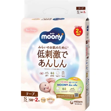 Tã MOONY Dịu Nhẹ Natural cao cấp NB62+4 S58+2 M46/L38 XL32 - Giá 301.000₫ giảm sâu