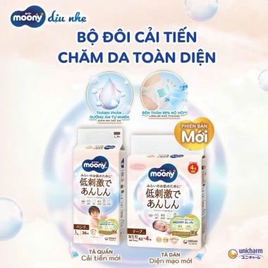 Tã MOONY Dịu Nhẹ Natural cao cấp NB62+4 S58+2 M46/L38 XL32 - Giá 301.000₫ giảm sâu