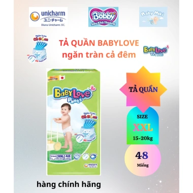 Tã Quần Baby Love Siêu Thấm Khô Thoáng M48 L48 XL48 XXL48 – Bỉm Đêm Thấm Hút 12 Lần, Giá 135.000