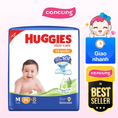 Tã quần Huggies Skincare M 6-11kg 76 miếng - Giá ưu đãi 355.000, thấm hút nhanh 2