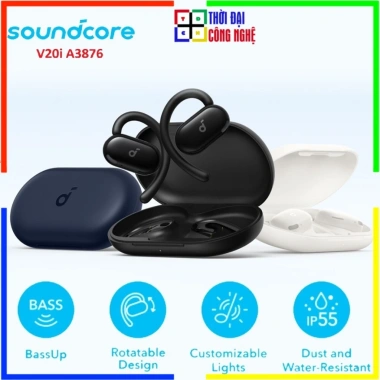 Tai nghe Bluetooth Soundcore V20i Anker chính hãng, chống nước IP55, pin 36h, BassUp, Smartlink, BH 18 tháng - 626.444đ