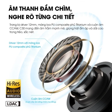 Tai nghe Bluetooth SoundPEATS C30 ANC LDAC Hi-Res Audio, Driver 12mm, Pin 52h, Bảo hành 12 tháng – Giá chỉ 710.843₫ 4