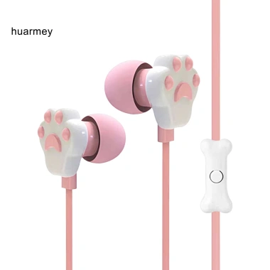 Tai nghe có dây HUARMEY âm trầm sâu 35mm cat paw, mic thể thao – Nhẹ, âm thanh nổi 4