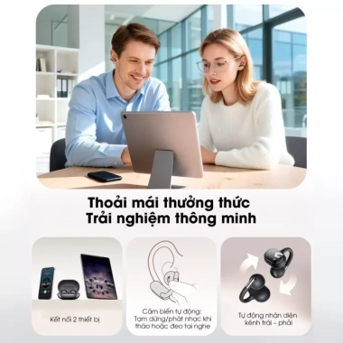 Tai nghe SoundPEATS Clip 1 - Siêu nhẹ 6g, âm thanh Hi-Res, Bluetooth 5.4, pin 30h