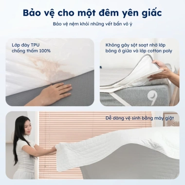 Tấm Bảo Vệ Nệm Ru9 Chống Thấm Tuyệt Đối, Thông Thoáng, Mềm Mại - Đủ Kích Thước, Giá Ưu Đãi 586.500 VND 2 Tấm Bảo Vệ Nệm Ru9 Chống Thấm Tuyệt Đối, Thông Thoáng, Mềm Mại - Đủ Kích Thước, Giá Ưu Đãi 586.500 VND 2