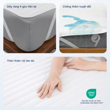Tấm Bảo Vệ Nệm Ru9 Chống Thấm Tuyệt Đối, Thông Thoáng, Mềm Mại - Đủ Kích Thước, Giá Ưu Đãi 586.500 VND