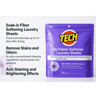 Tấm giặt LG TECH 12 tờ 2 trong 1 Hương hoa lâu trôi, không làm mềm, máy giặt tròn và thường 210.250₫ 2