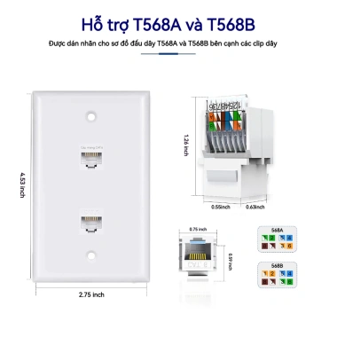 Tấm tường keystone Ethernet ZoeRax Cat6 RJ45, giắc cắm chìa khóa mô-đun, giá 49.500 VND 4 Tấm tường keystone Ethernet ZoeRax Cat6 RJ45, giắc cắm chìa khóa mô-đun, giá 49.500 VND 4