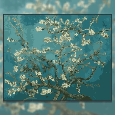 Tạp dề thêu chữ thập Van Gogh - hoa đẹp, in chính xác, tự làm độc đáo
