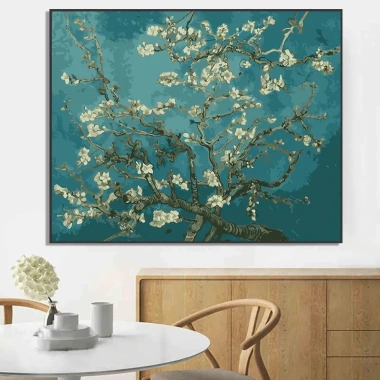 Tạp dề thêu chữ thập Van Gogh - hoa đẹp, in chính xác, tự làm độc đáo