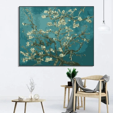 Tạp dề thêu chữ thập Van Gogh - hoa đẹp, in chính xác, tự làm độc đáo