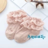 Tất cotton bé gái màu trơn phối ren thoáng khí, thời trang, giá ưu đãi 56,418 VND 8